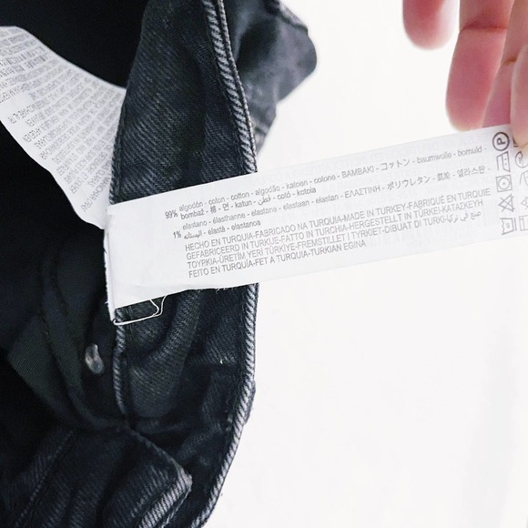 Zara Black Wash Distressed Straight Leg Denim Jeans SZ10 - Picture 4 of 6